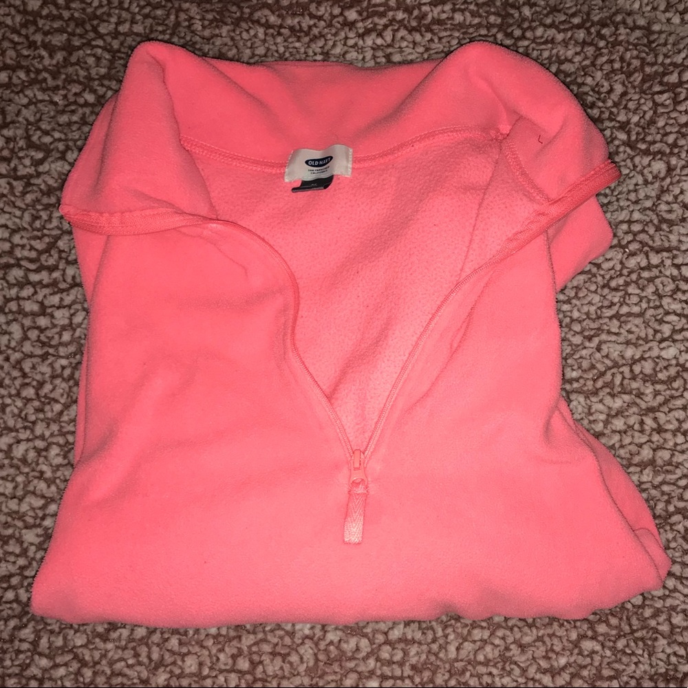 Pink fleece quarter zip.